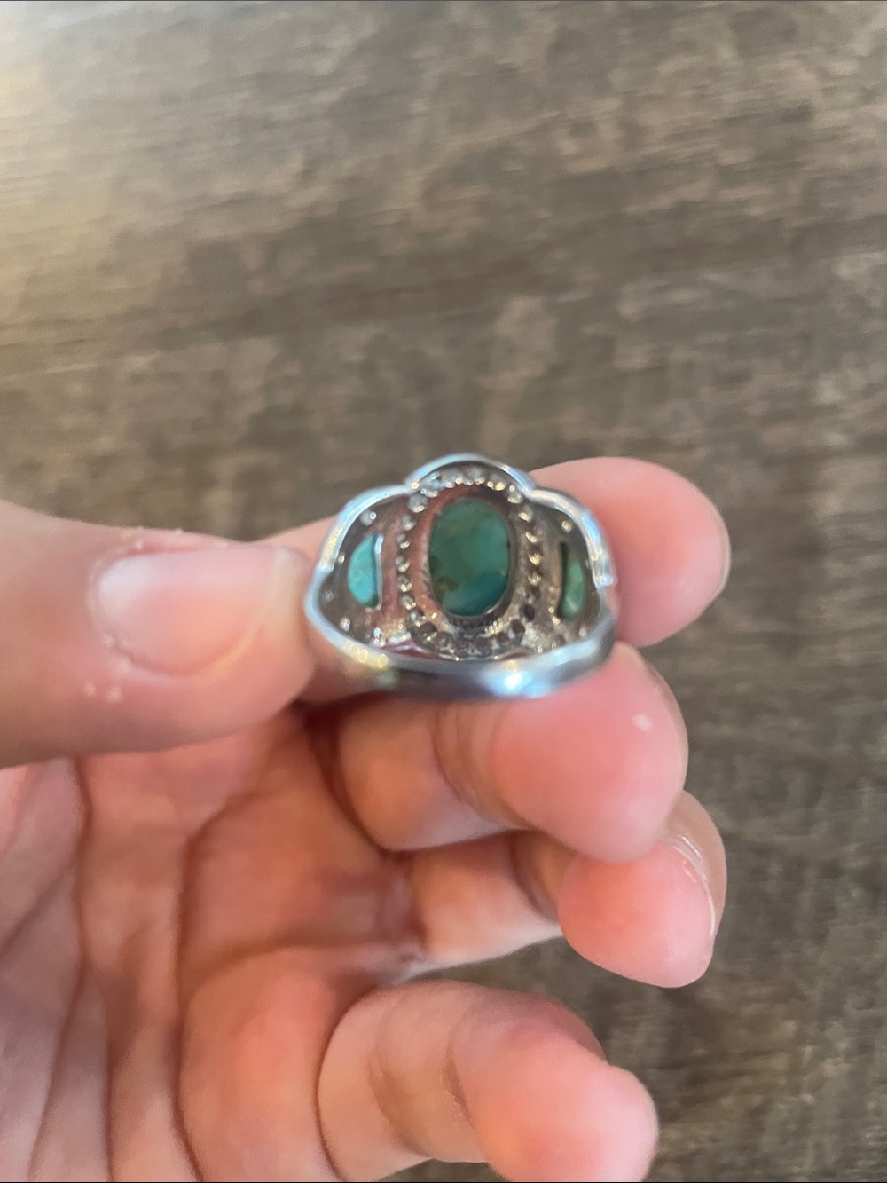 925 Silver Turquoise Stone Ring Size 7.5-8 Thailand - Picture 3 of 7
